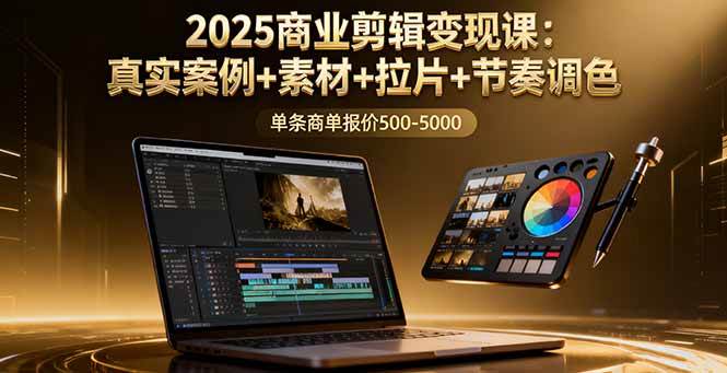(16130期)2025商业剪辑变现课:真实案例+素材+拉片+节奏调色,单条商单报价500-5000-168网创