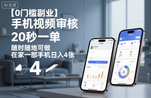 【0门槛副业】手机视频审核，20秒一单，随时随地可做，在家一部手机日入4张【揭秘】-168网创