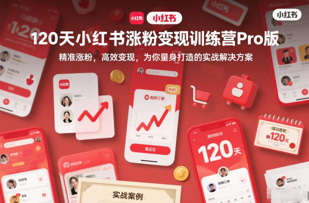 120天小红书涨粉变现训练营Pro版,精准涨粉,高效变现,为你量身打造的实战解决方案-168网创