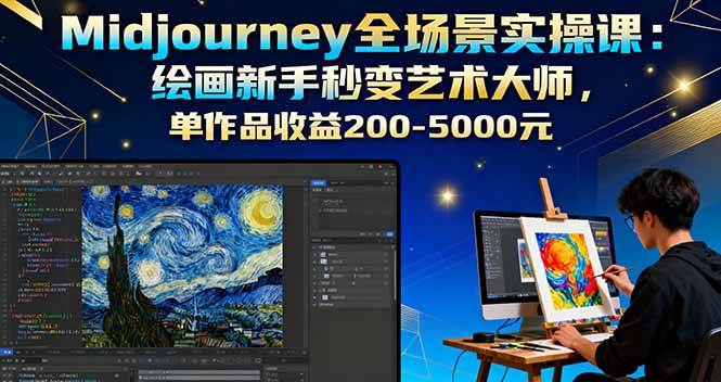 （16125期）Midjourney全场景实操课：绘画新手秒变艺术大师，单作品收益200-5000元-168网创