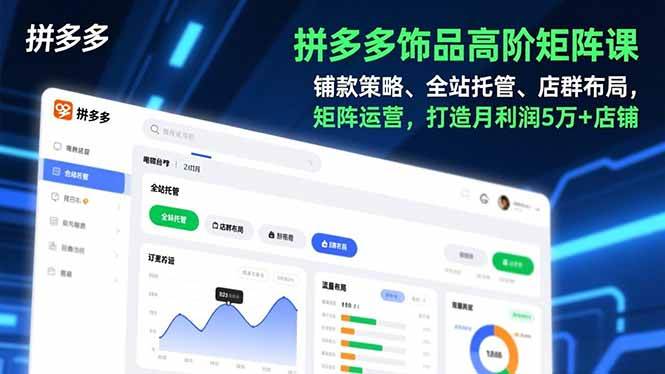 （16915期）拼多多饰品高阶矩阵课，铺款策略、全站托管、店群布局，矩阵运营，打造月利润5万+店铺-168网创