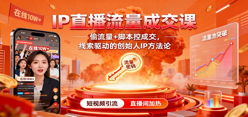 IP直播流量成交课:偷流量+脚本控成交,线索驱动的创始人IP方法论-168网创